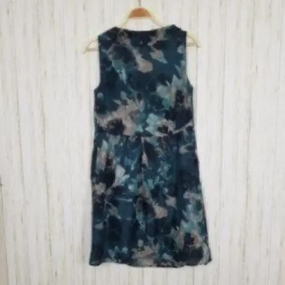 LOFT Teal Ruffled Sleeveless Printed Shift Dress - Picture 5 of 5